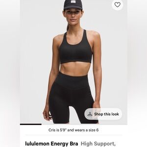 Lululemon energy high support Black Sports Bra